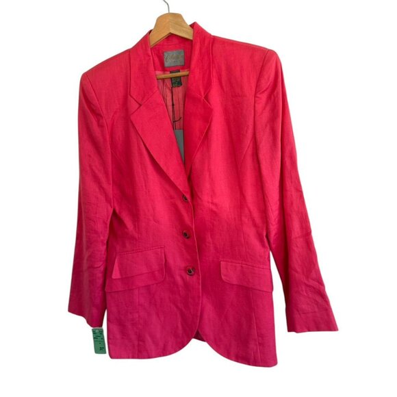 COLLECTION POINT OF VIEW PINK LINEN BLAZER VINTAGE SIZE 10 - Picture 2 of 5